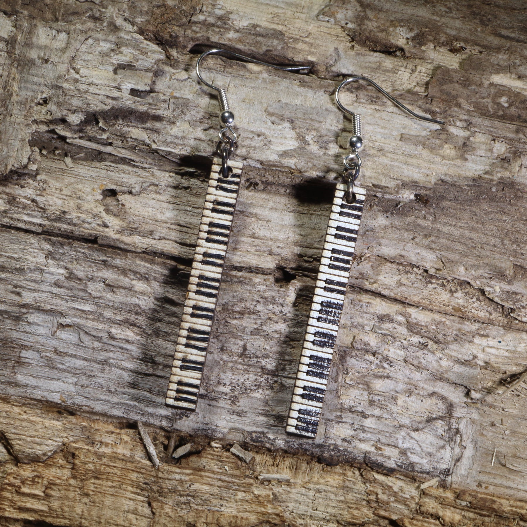 Piano Keyboard Wooden Earrings | Musician Instrument Jewelry