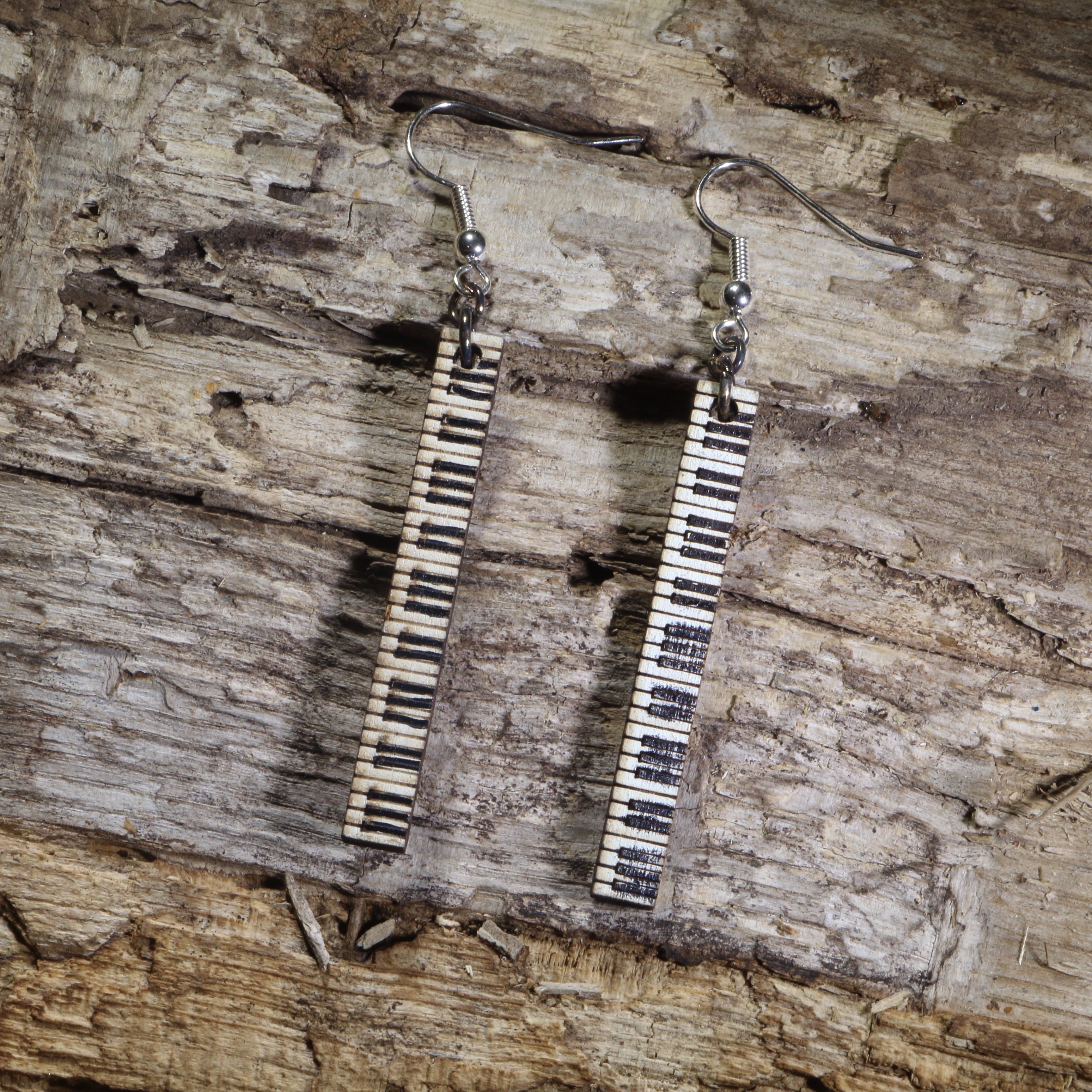 Piano Keyboard Wooden Earrings | Musician Instrument Jewelry