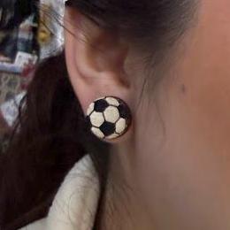 Soccer Ball Wooden Dangle Earrings | Sports Jewelry