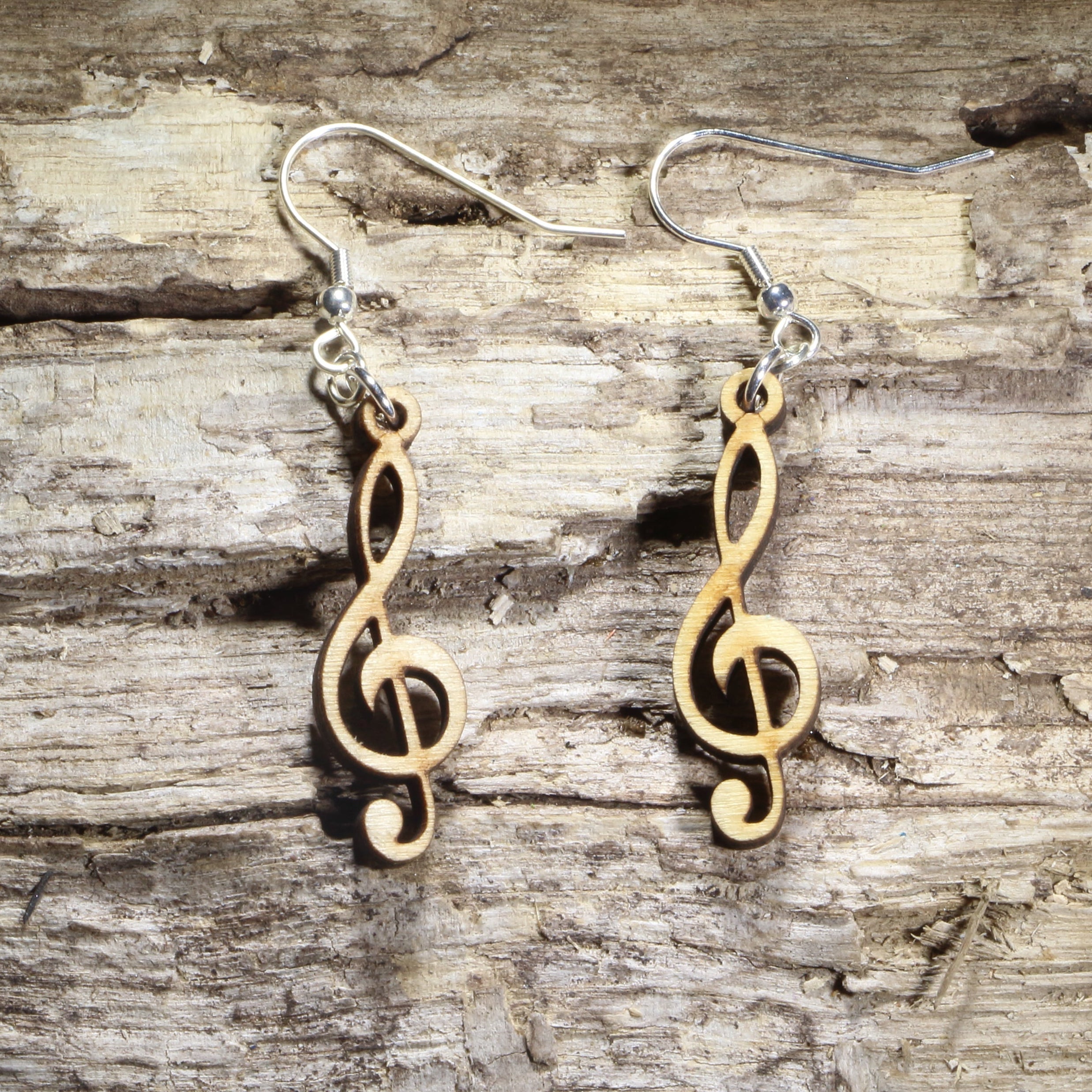 Treble Clef Wooden Earrings | Music Note Jewelry