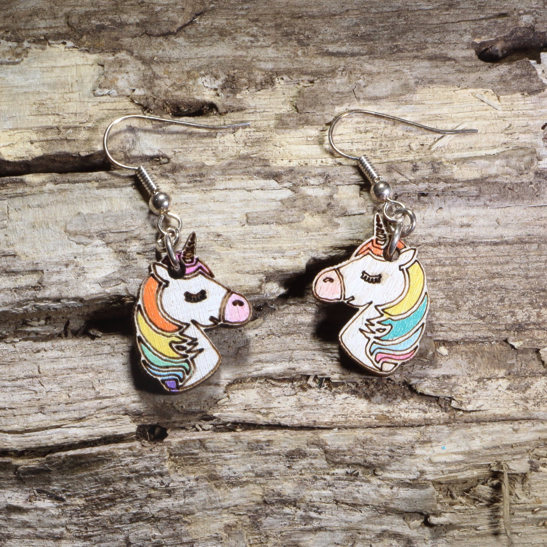 Unicorn Wooden Dangle Earrings | Magical Fantasy Jewelry by Cate's Concepts, LLC