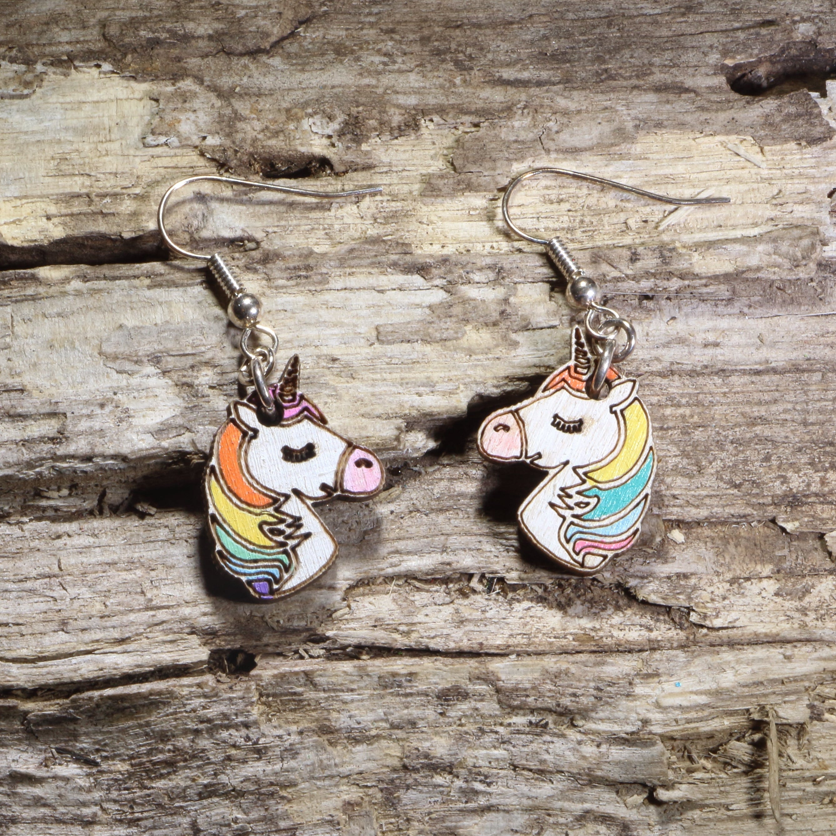 Unicorn Wooden Dangle Earrings | Magical Fantasy Jewelry by Cate's Concepts, LLC