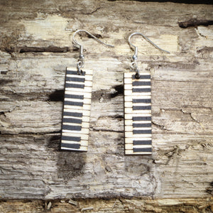 Wide Piano Key Wooden Dangle Earrings | Music Instrument Jewelry by Cate's Concepts, LLC