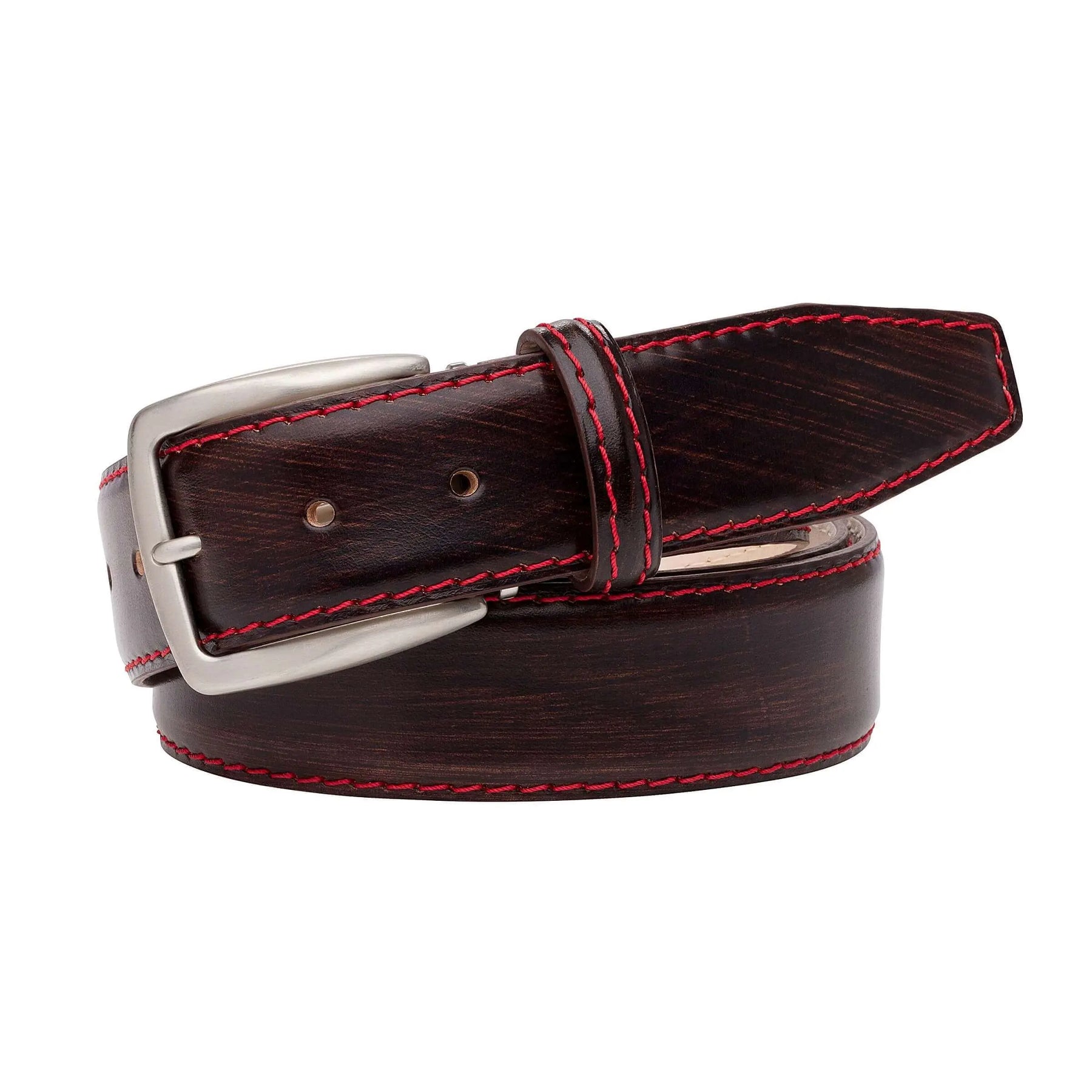 Hand stained Brown Veg Tan Belt by Roger Ximenez: Bespoke Belts and Leather Accessories, handmade leather goods detail photo 4