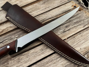 Handcrafted Rosewood Fillet Knife - Precision at 14.4 by Damascus Knife Store, Damascus knife detail photo 3