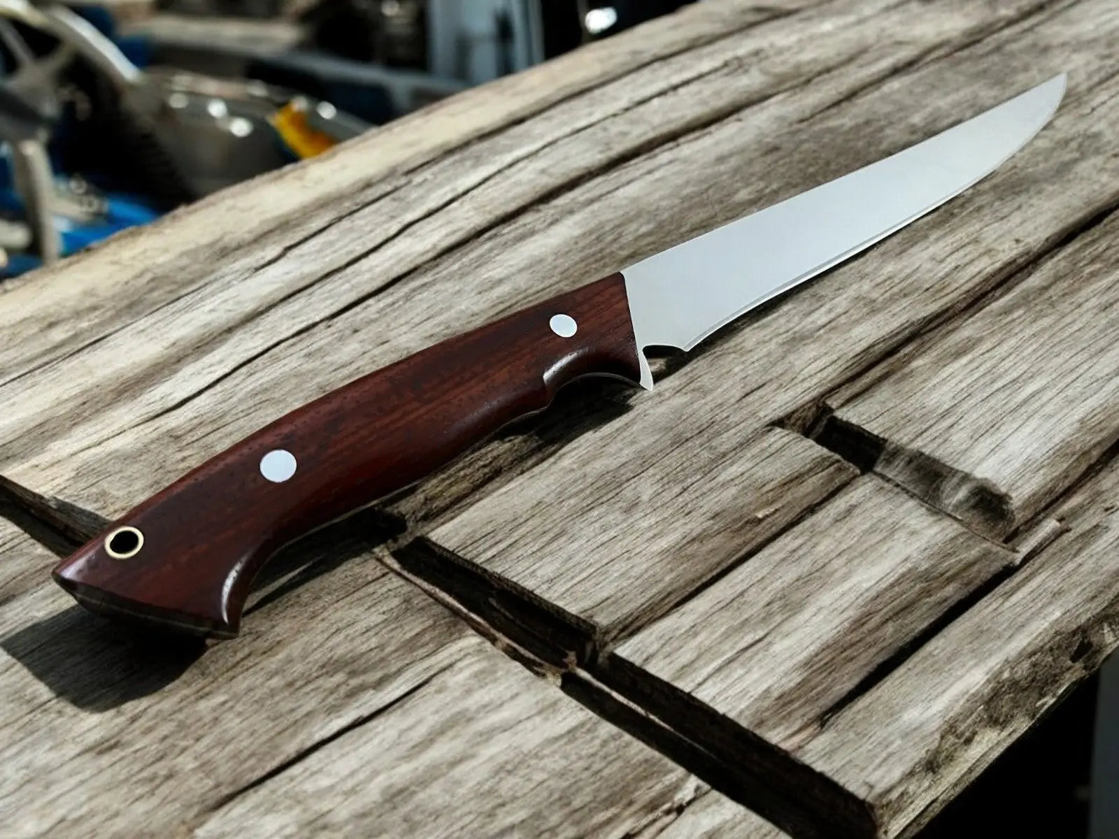Handcrafted Rosewood Fillet Knife - Precision at 14.4 by Damascus Knife Store, Damascus knife detail photo 5