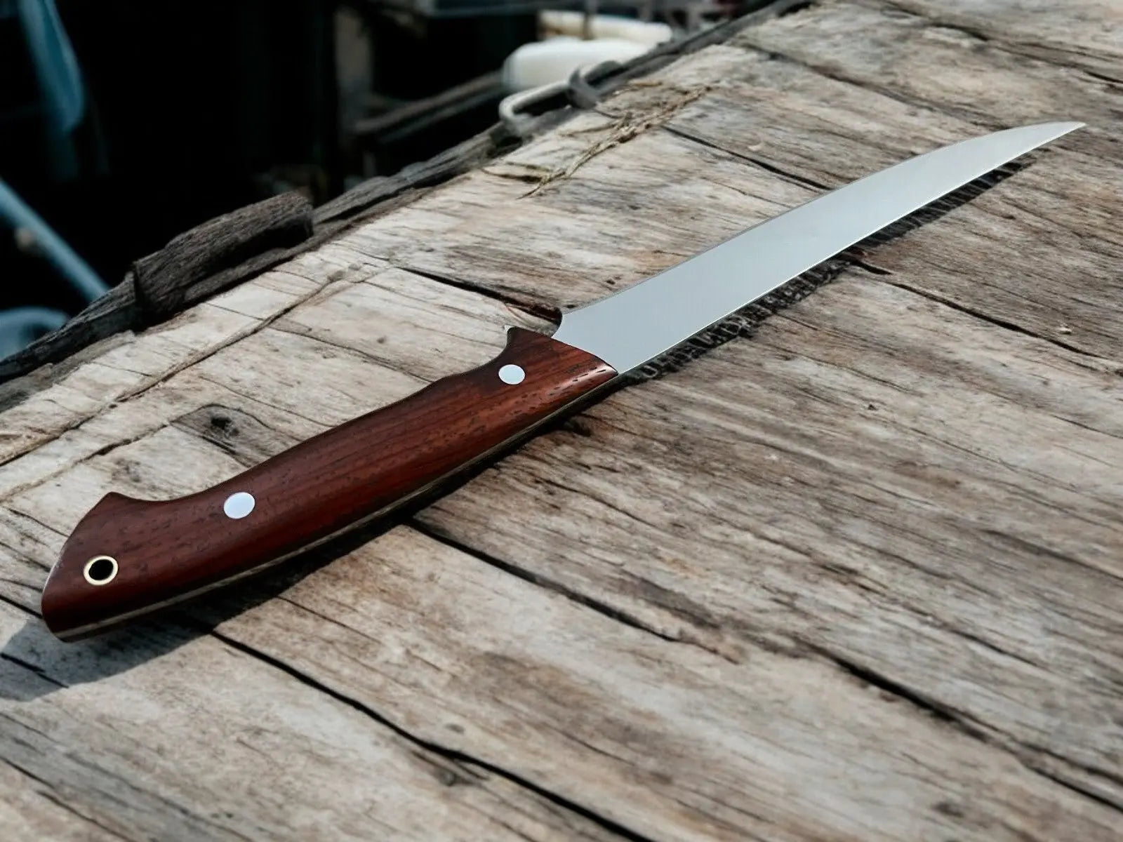 Handcrafted Rosewood Fillet Knife - Precision at 14.4 by Damascus Knife Store, Damascus knife detail photo 6