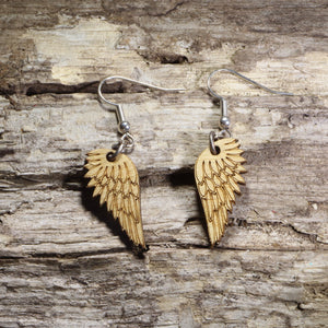 Angel Wing Wooden Dangle Earrings | Feathered Spiritual Jewelry by Cate's Concepts, LLC