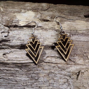 Art Deco Cascade Wooden Dangle Earrings | Geometric Jewelry by Cate's Concepts, LLC