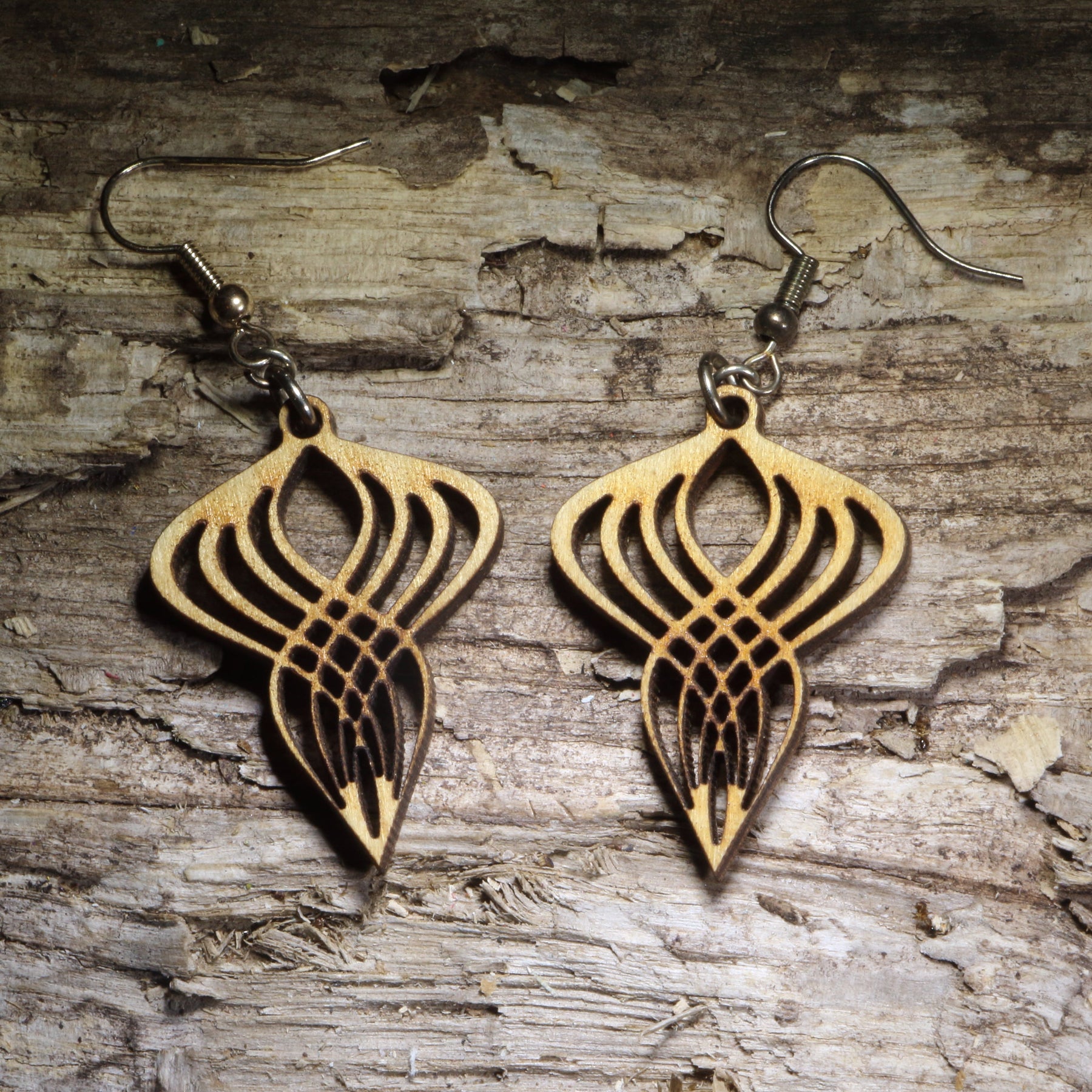 Gatsby Twist Wooden Dangle Earrings | Art Deco Vintage Jewelry by Cate's Concepts, LLC