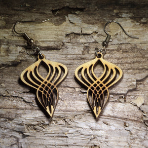 Gatsby Twist Wooden Dangle Earrings | Art Deco Vintage Jewelry by Cate's Concepts, LLC