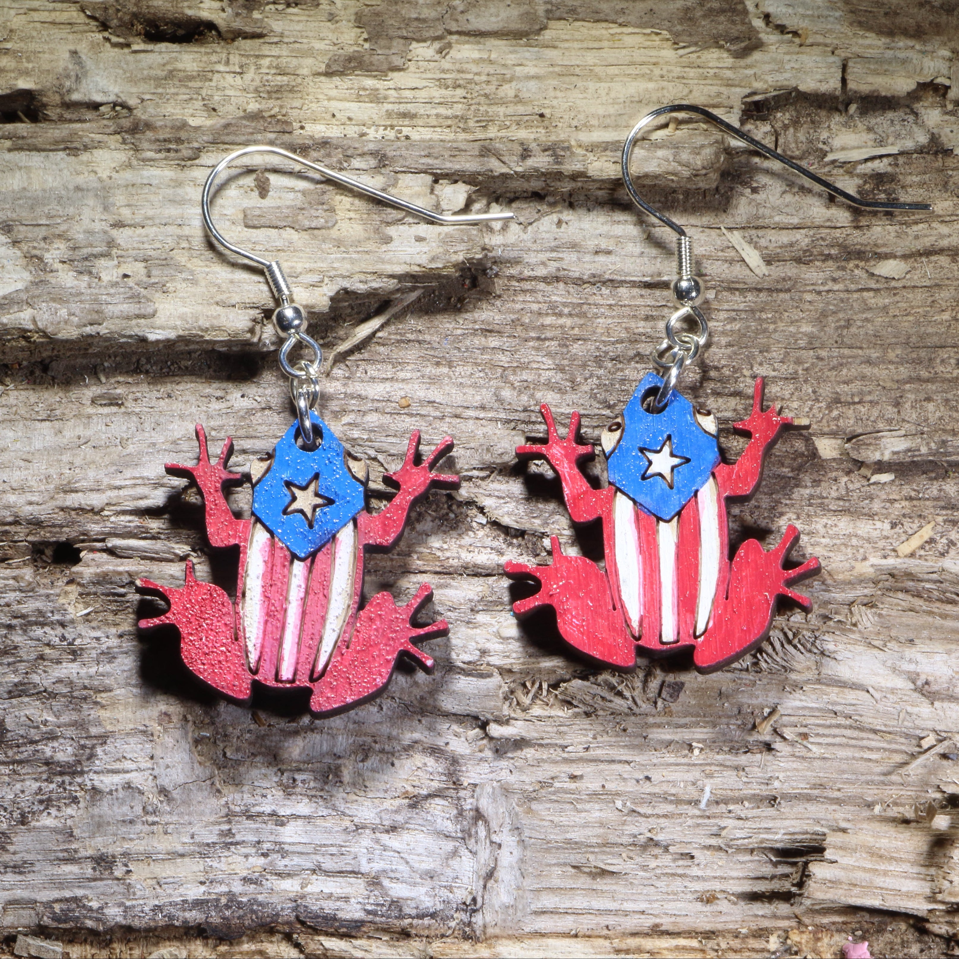 Coquí Frog Wooden Earrings | Puerto Rico Island Jewelry by Cate's Concepts, LLC