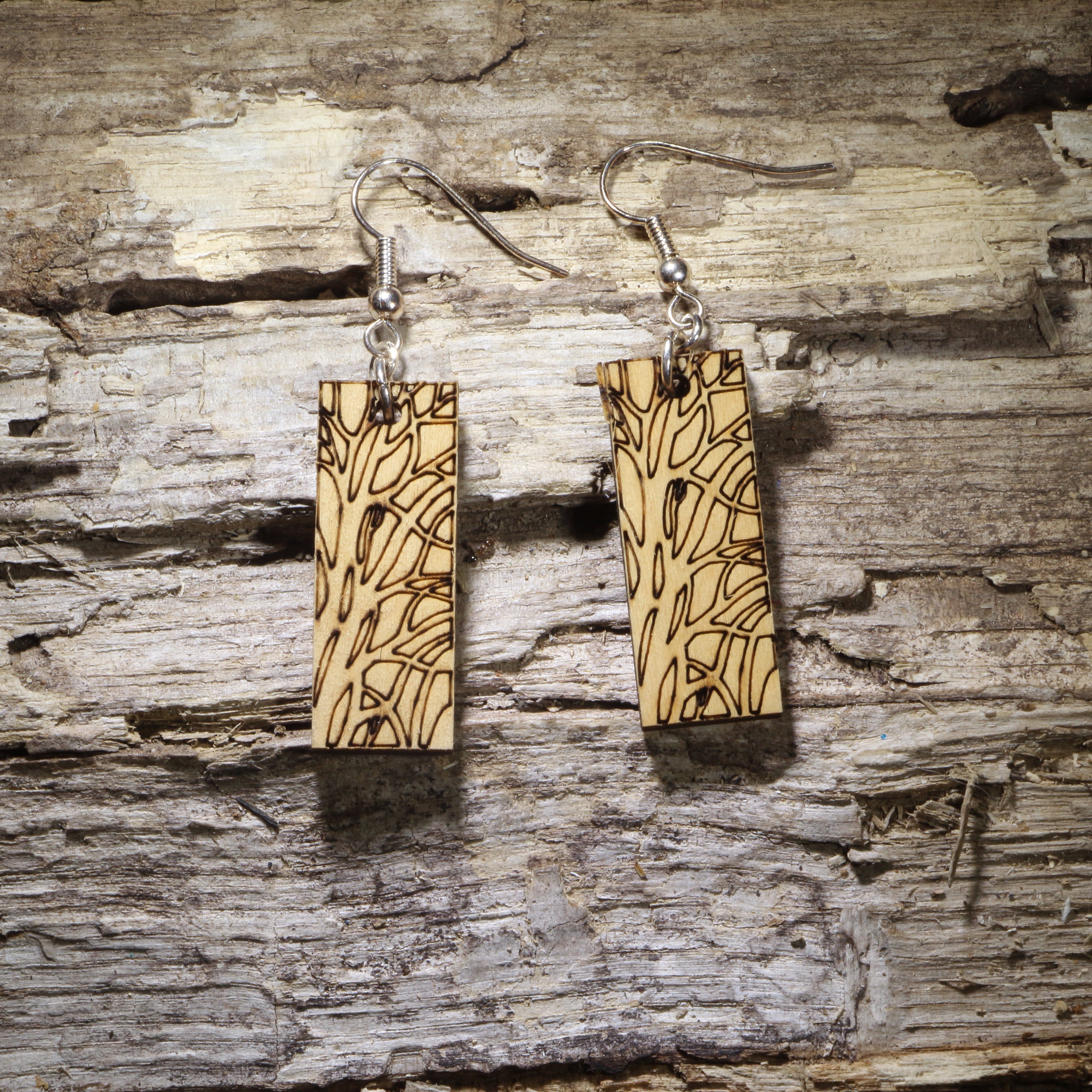 Art Nouveau Tree Bar Wooden Dangle Earrings | Nature Jewelry by Cate's Concepts, LLC