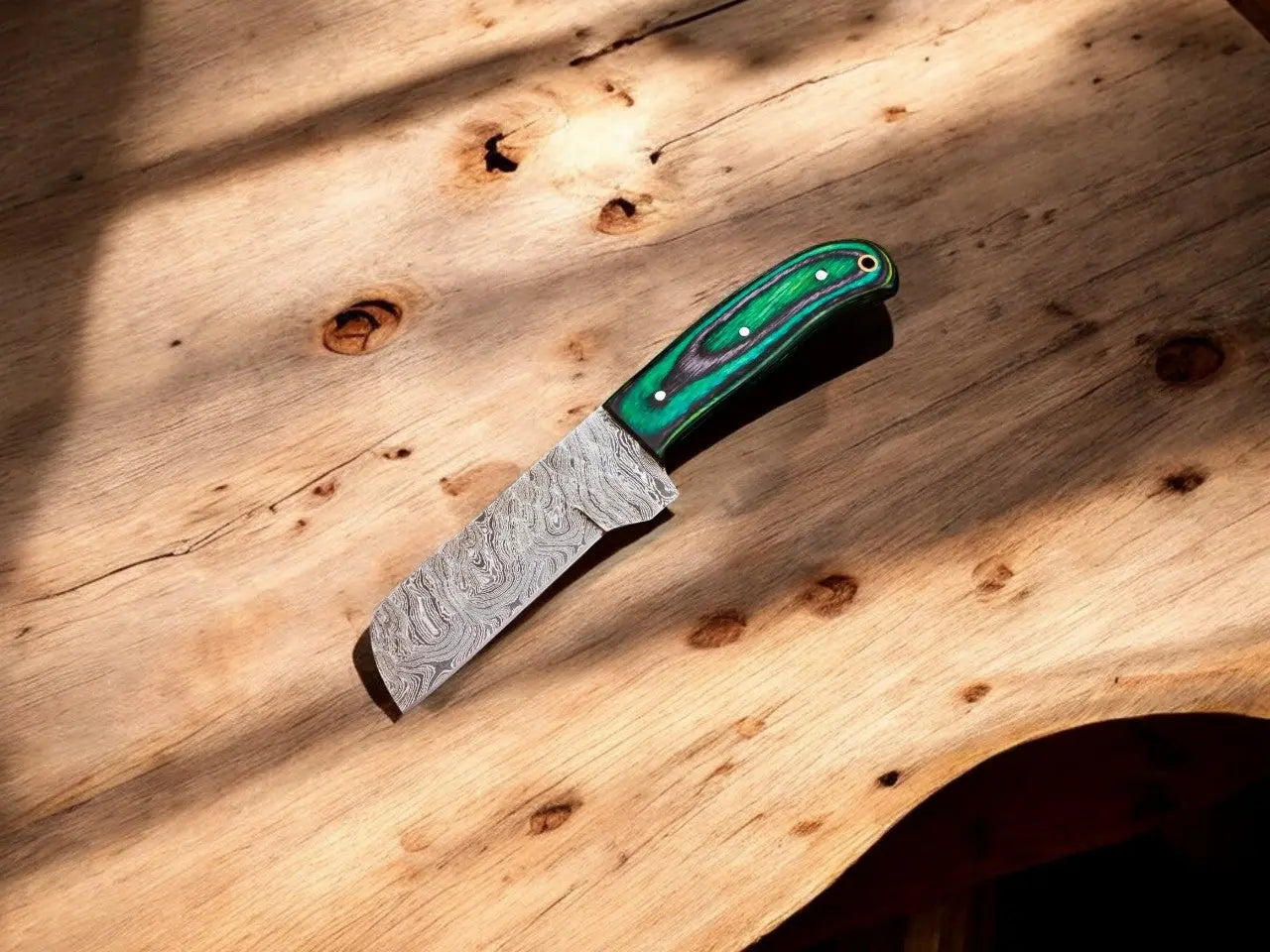 Handmade Bull Cutter Knife – Damascus Steel, Exotic Wood Damascus Knife Store