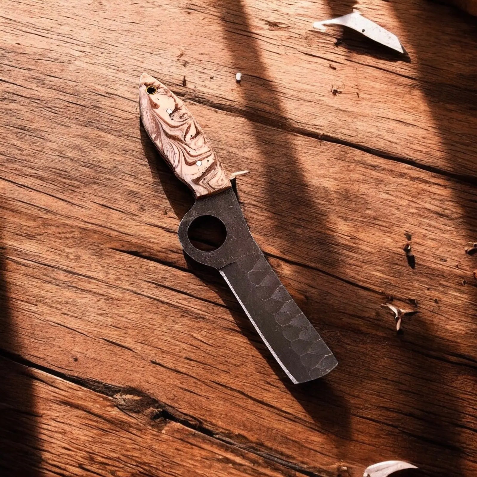 Handmade Bull Cutter Knife – High-Carbon Steel Blade by Damascus Knife Store, Damascus knife detail photo 2