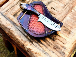 Handmade Cowboy Knife – Rosewood & Epoxy Handle, 8" by Damascus Knife Store, Damascus knife detail photo 2