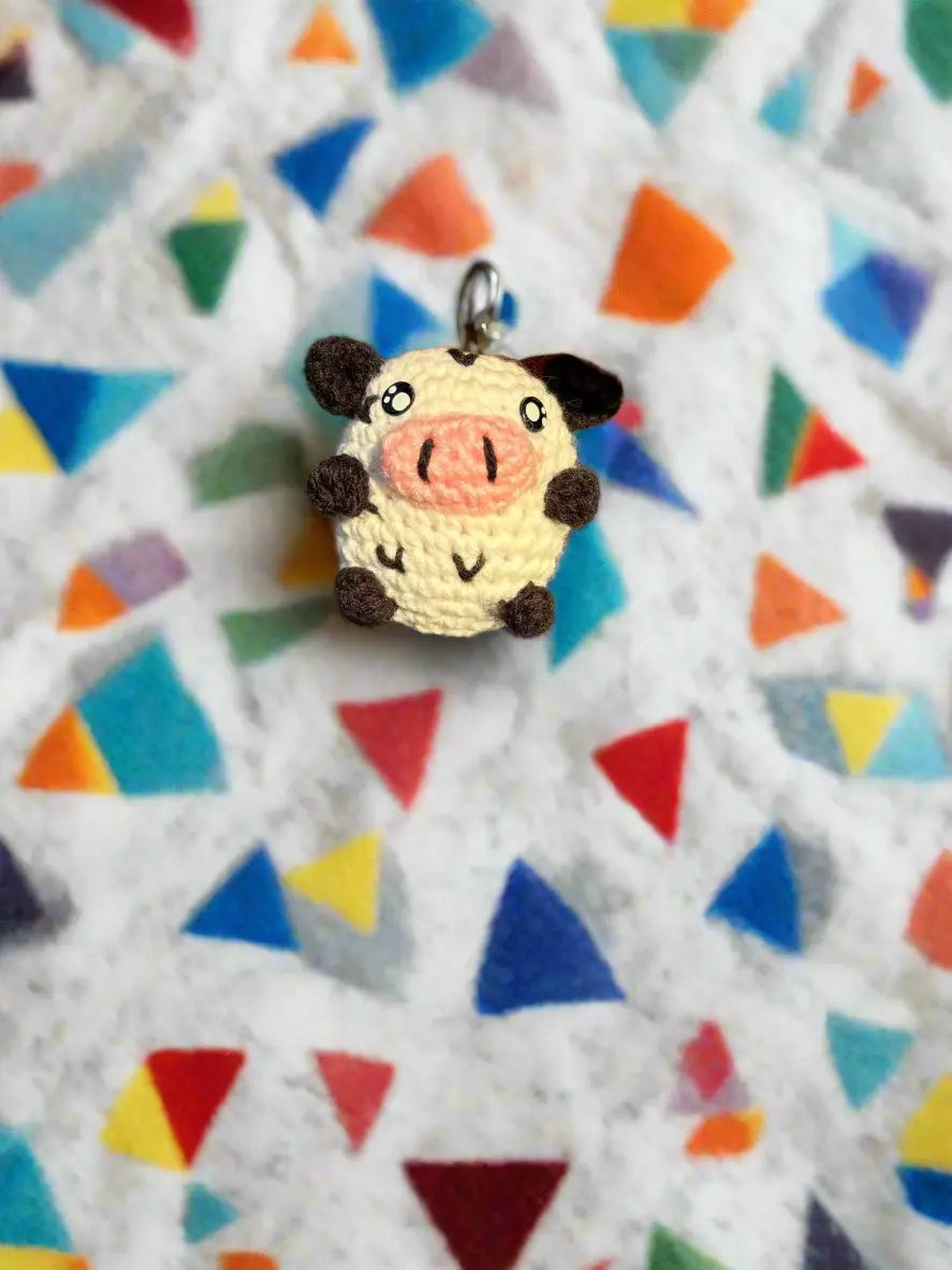 Handmade Crochet Cow Keychain - Farm Animal Accessories Mississippi by Klassy Krafts, 3D printed gift main product photo
