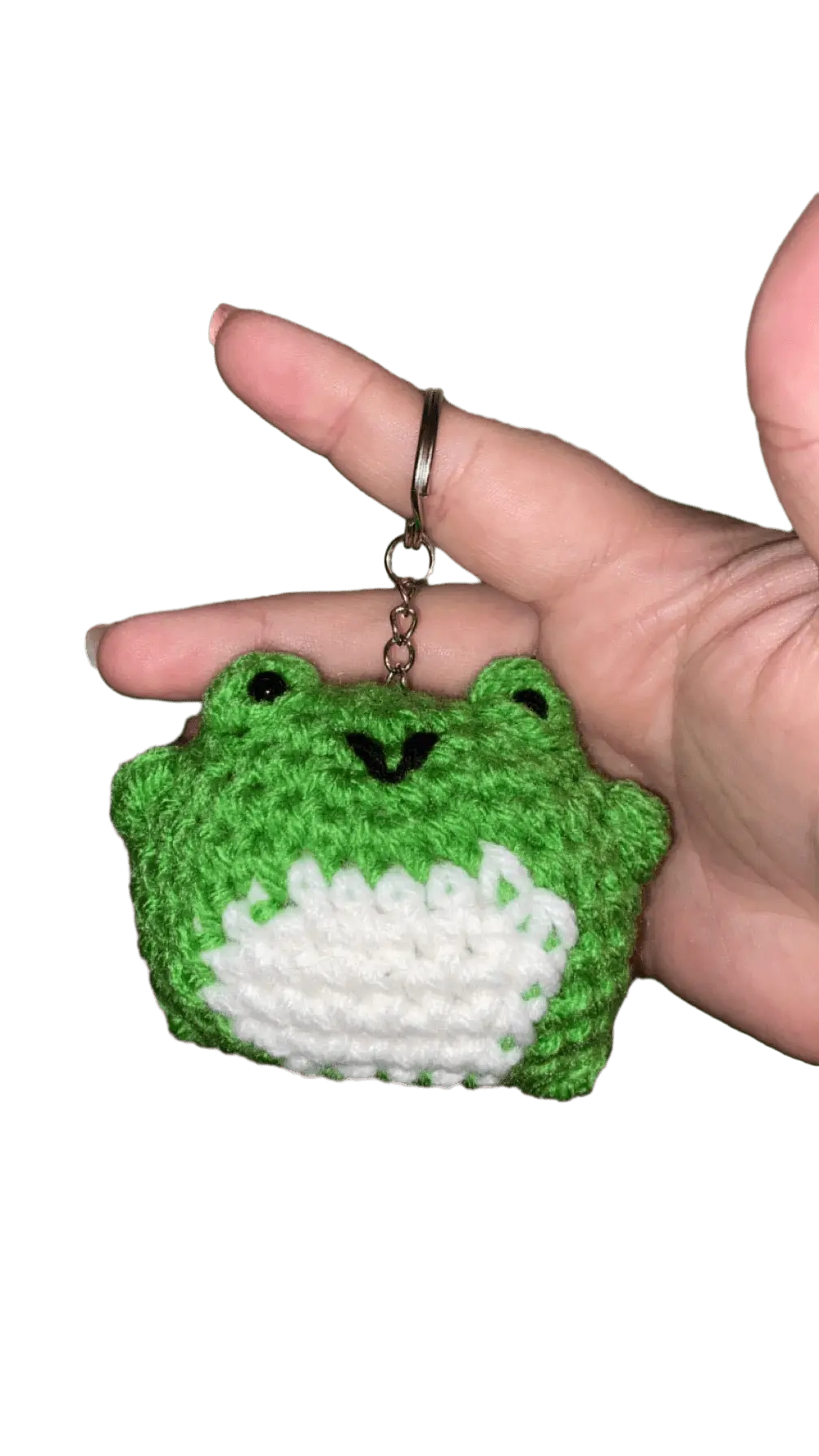 Handmade Crochet Frog Keychain - Whimsical Green and White Frog Accessory - Main Street Collective