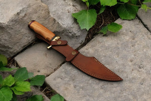 Handmade Damascus Bowie Knife with Olive Wood Handle by Damascus Knife Store, Damascus knife detail photo 3