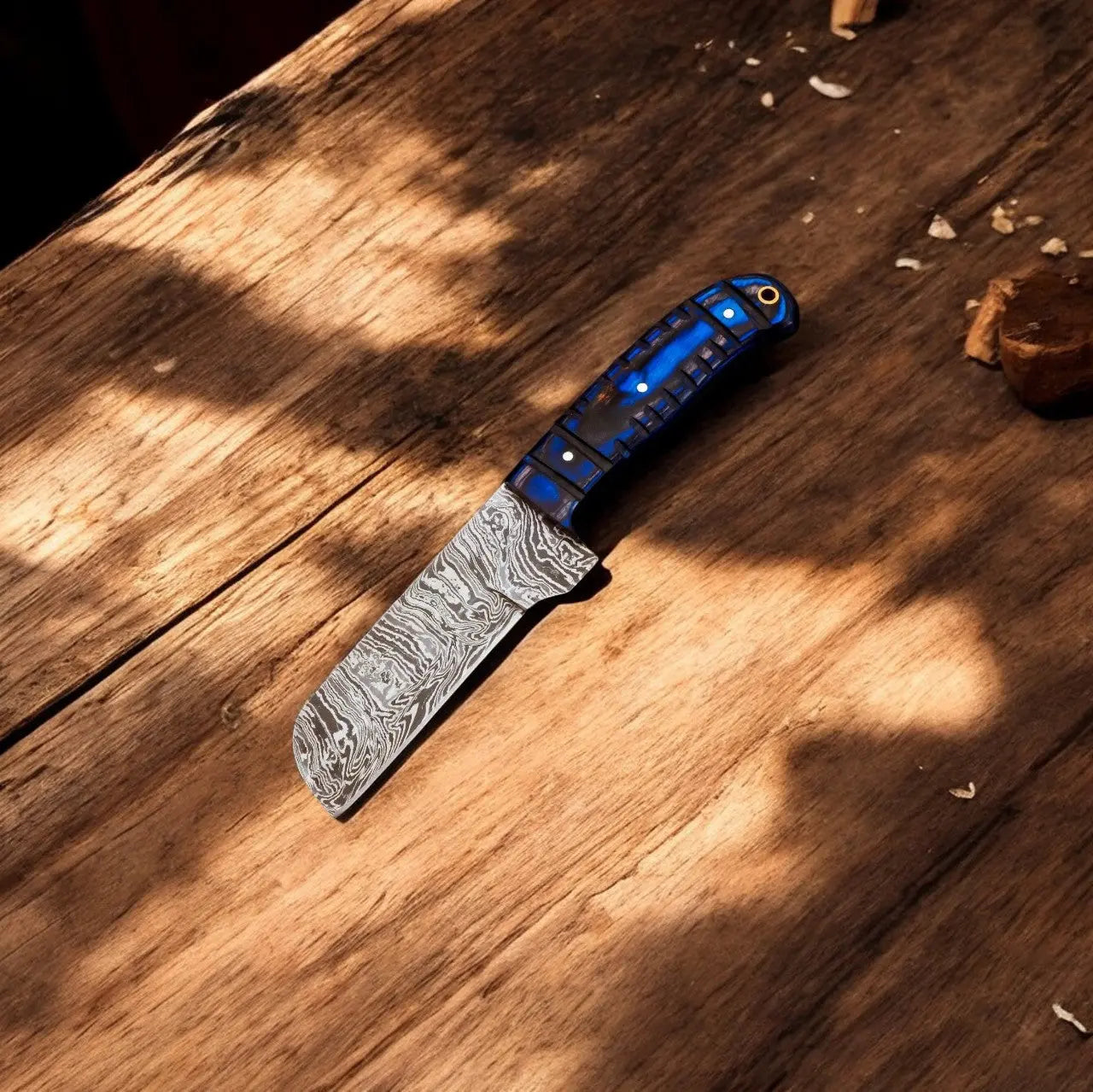 Handmade Damascus Bull Cutter Knife – 8" Exotic Wood Handle Damascus Knife Store