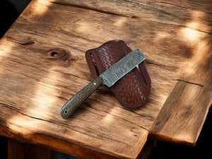 Handmade Damascus Bull Cutter Knife with Walnut Handle by Damascus Knife Store, Damascus knife main product photo
