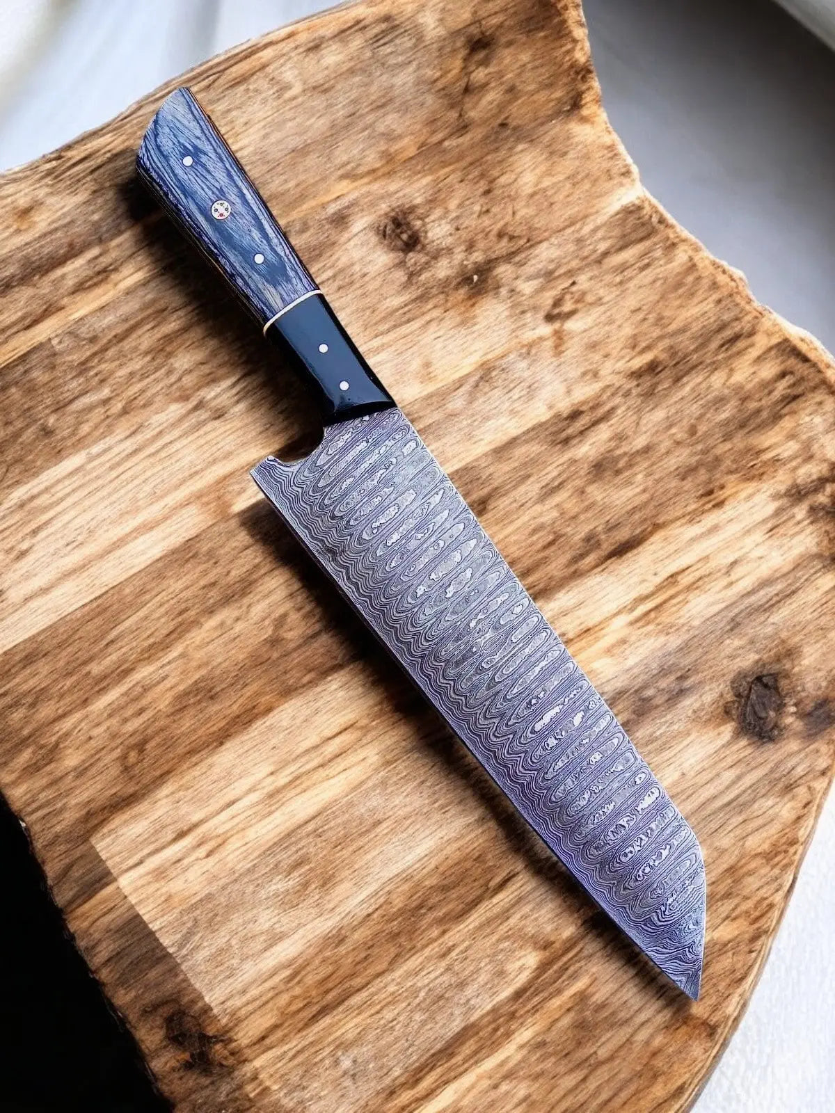 Handmade Damascus Chef Knife – 13" with Leather Sheath by Damascus Knife Store, leather knife sheath main product photo