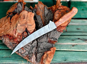 Handmade Damascus Fillet Knife – 12.6" Olivewood Handle by Damascus Knife Store, Damascus knife detail photo 3