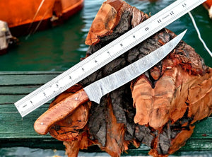 Handmade Damascus Fillet Knife – 12.6" Olivewood Handle by Damascus Knife Store, Damascus knife detail photo 4
