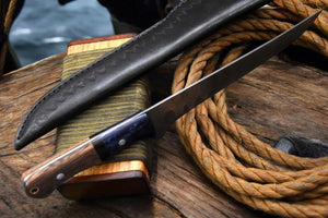 Handmade Damascus Fillet Knife – Olivewood & Resin Handle by Damascus Knife Store, Damascus knife detail photo 4