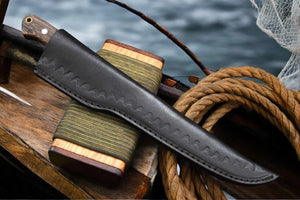 Handmade Damascus Fillet Knife – Olivewood & Resin Handle by Damascus Knife Store, Damascus knife detail photo 5