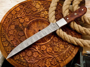 Handmade Damascus Fillet Knife with Rosewood Handle by Damascus Knife Store, Damascus knife detail photo 3