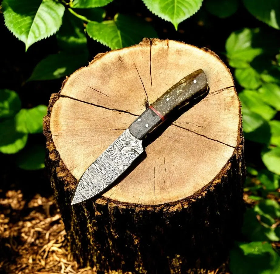 Handmade Damascus Hunting Knife – Exotic Wood Handle Damascus Knife Store