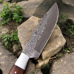 Handmade Damascus Hunting Knife | Sheep Horn & Rosewood by Damascus Knife Store, Damascus knife detail photo 6