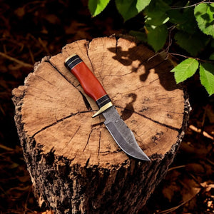 Handmade Damascus Hunting Knife with Epoxy Resin Handle by Damascus Knife Store, Damascus knife detail photo 2