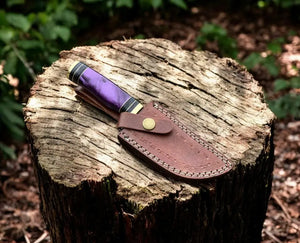 Handmade Damascus Hunting Knife with Epoxy Resin Handle by Damascus Knife Store, Damascus knife detail photo 3
