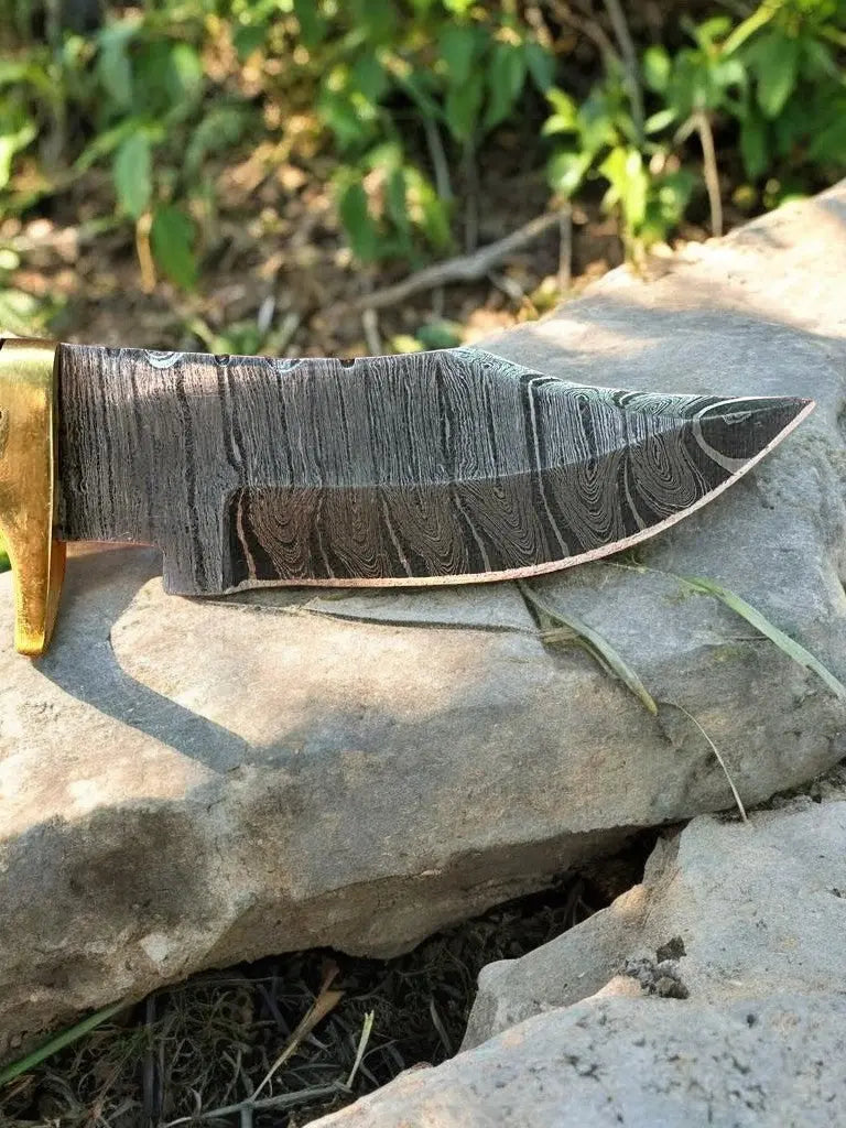 Handmade Damascus Hunting Knife with Epoxy Resin Handle by Damascus Knife Store, Damascus knife detail photo 4