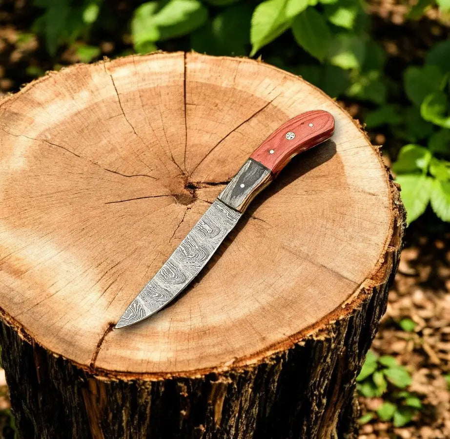 Handmade Damascus Hunting Knife with Exotic Wood Handle by Damascus Knife Store, Damascus knife main product photo