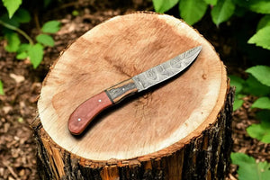 Handmade Damascus Hunting Knife with Exotic Wood Handle by Damascus Knife Store, Damascus knife detail photo 2