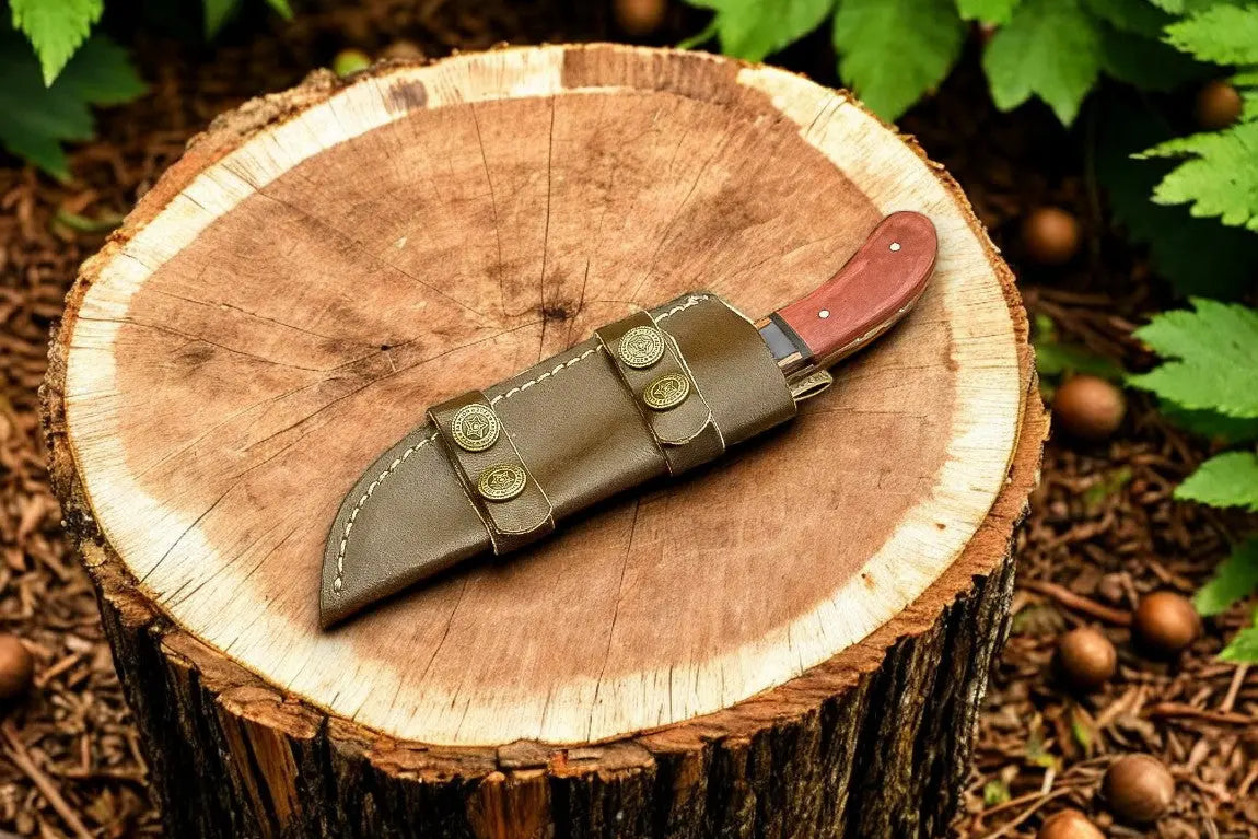 Handmade Damascus Hunting Knife with Exotic Wood Handle by Damascus Knife Store, Damascus knife detail photo 3