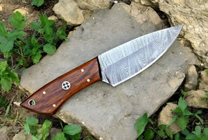 Handmade Damascus Hunting Knife with Rosewood Handle by Damascus Knife Store, Damascus knife detail photo 5