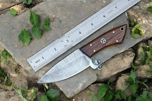 Handmade Damascus Hunting Knife with Rosewood Handle by Damascus Knife Store, Damascus knife detail photo 6