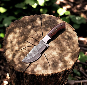 Handmade Damascus Hunting Knife with Rosewood Handle – 10" by Damascus Knife Store, Damascus knife main product photo