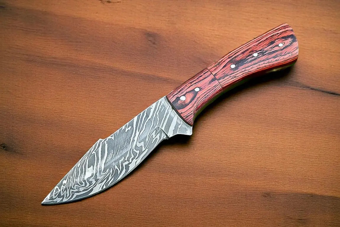 Handmade Damascus Hunting Knife with Wood Handle by Damascus Knife Store, Damascus knife main product photo