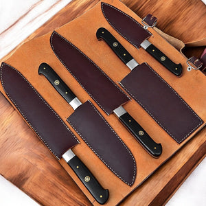 Handmade Damascus Kitchen Knives Set – Buffalo Horn Handle by Damascus Knife Store, Southern handmade gift detail photo 3