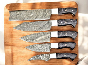 Handmade Damascus Kitchen Knives Set – Exotic Wood Handles by Damascus Knife Store, Southern handmade gift main product photo