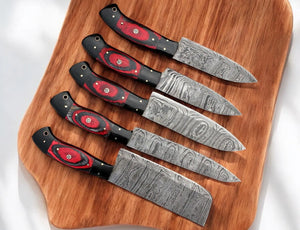 Handmade Damascus Kitchen Knives Set – Exotic Wood & G10 by Damascus Knife Store, Southern handmade gift main product photo