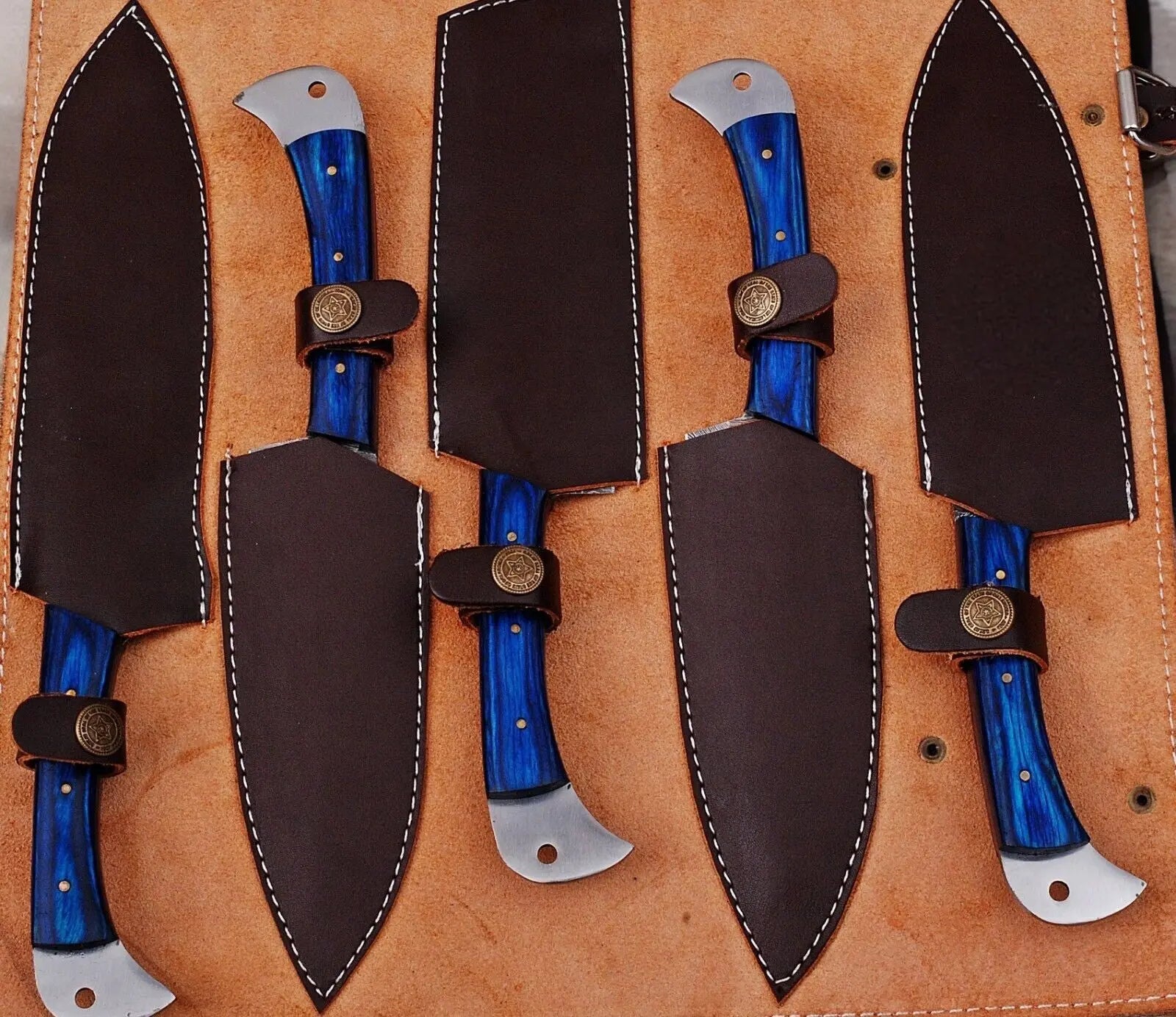 Handmade Damascus Kitchen Knives Set with Exotic Wood by Damascus Knife Store, Southern handmade gift detail photo 4