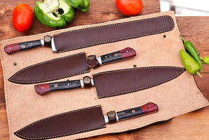 Handmade Damascus Kitchen Knives Set with Exotic Wood Handles by Damascus Knife Store, Southern handmade gift detail photo 3