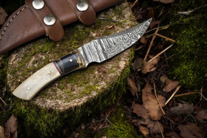 Handmade Damascus Skinning Knife – Epoxy Resin & Bone by Damascus Knife Store, Damascus knife main product photo
