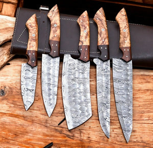 Handmade Damascus Steel Kitchen Knives Set – Rosewood Handle by Damascus Knife Store, Southern lifestyle apparel detail photo 2